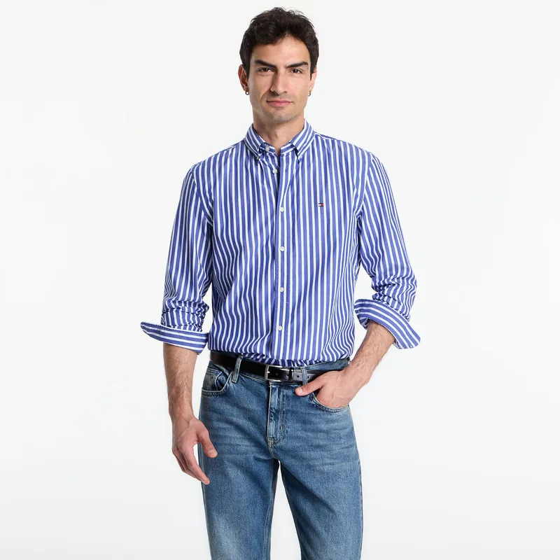 Πουκάμισο Tommy Hilfiger Flex Poplin Seasonal Stripe Shirt Wedge Blue / Stripe XL