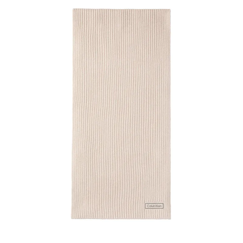 Πασμίνα Calvin Klein Patch Chunky Rib Cotton Scarf LV04D8055G Μπεζ