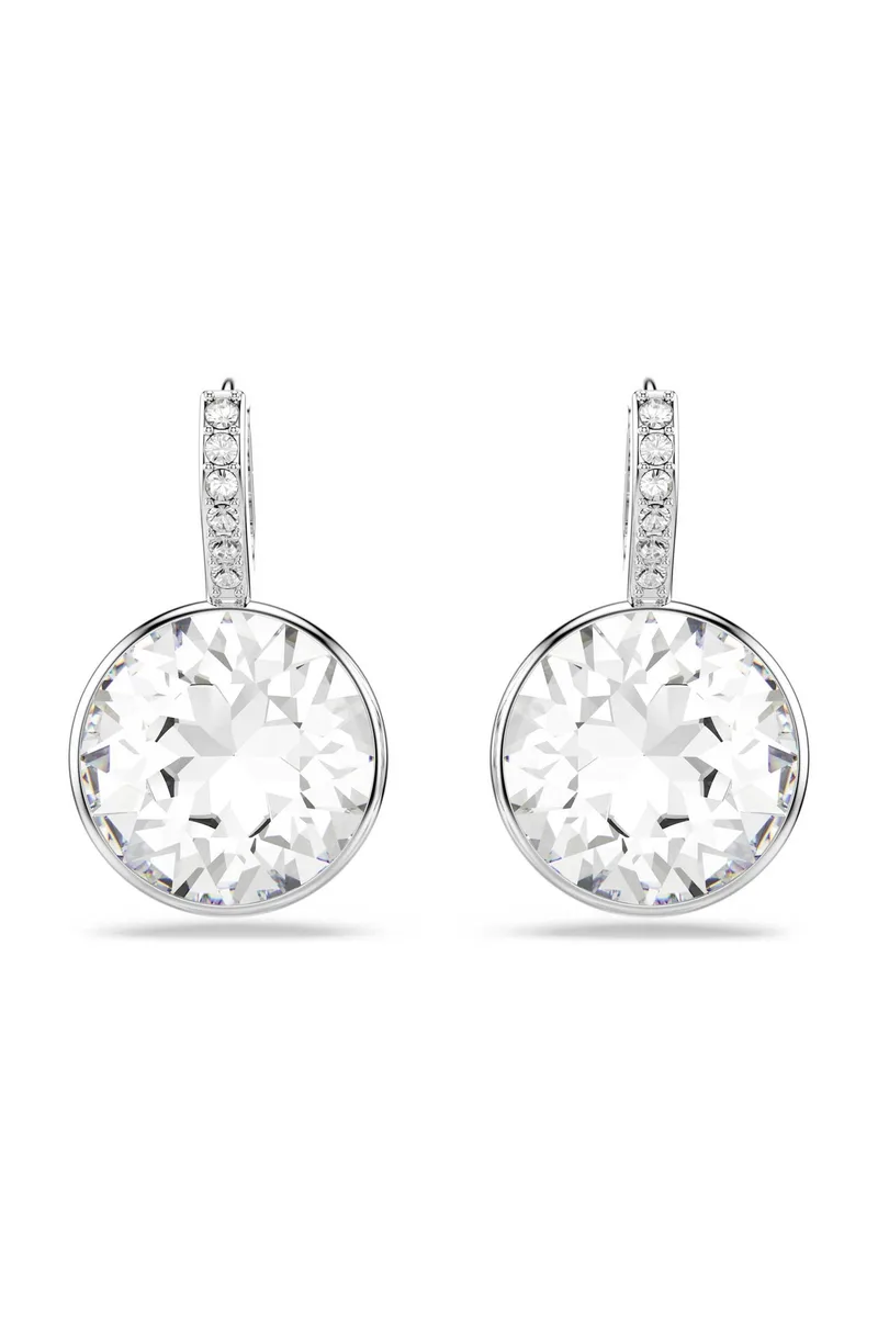 Swarovski γυναικεία σκουλαρίκια-σταγόνα στρογγυλή κοπή, λευκά, επιμετάλλωση ροδίου "Millenia" - 5731149