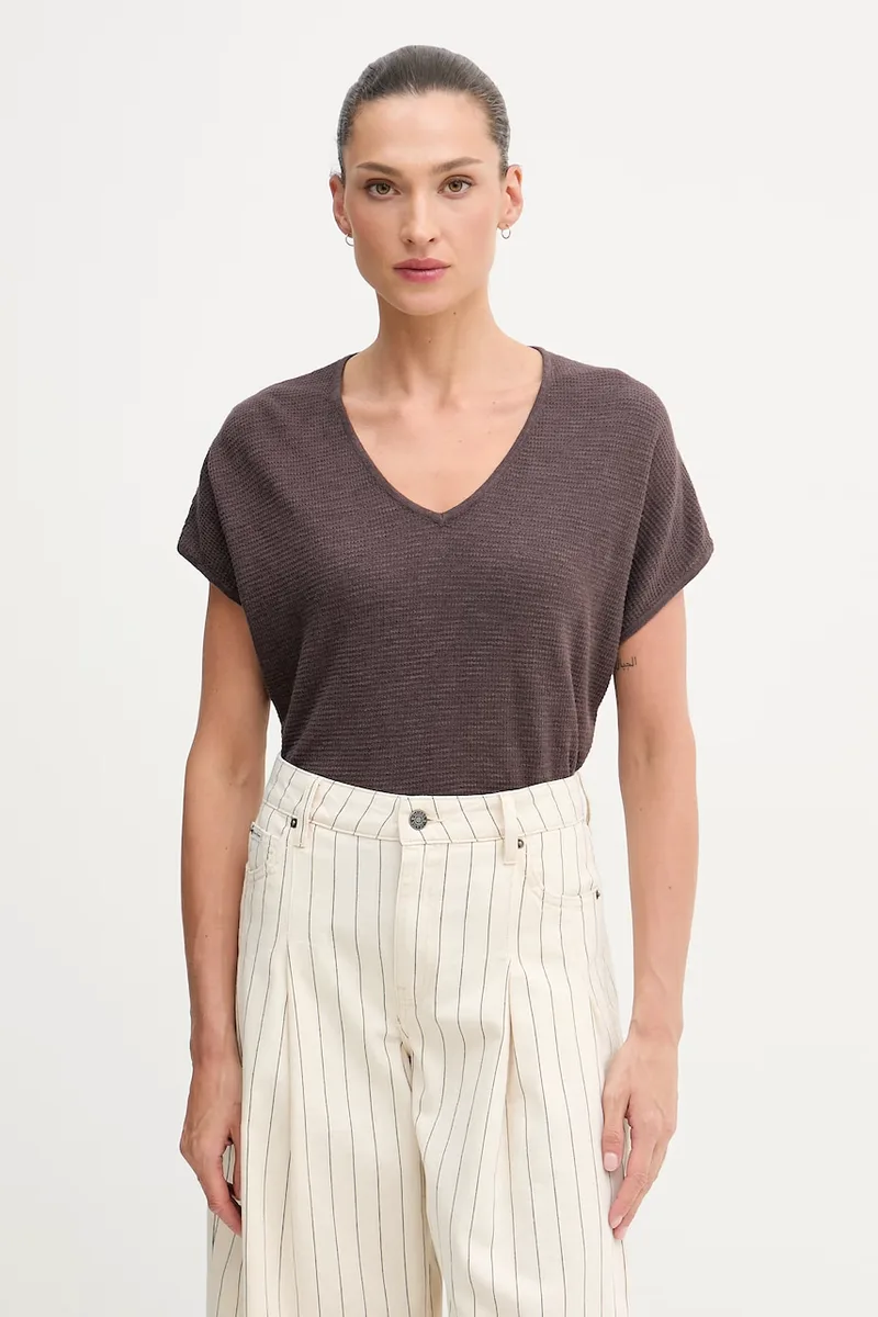 United Colors of Benetton t-shirt Γυναικεία με λινό