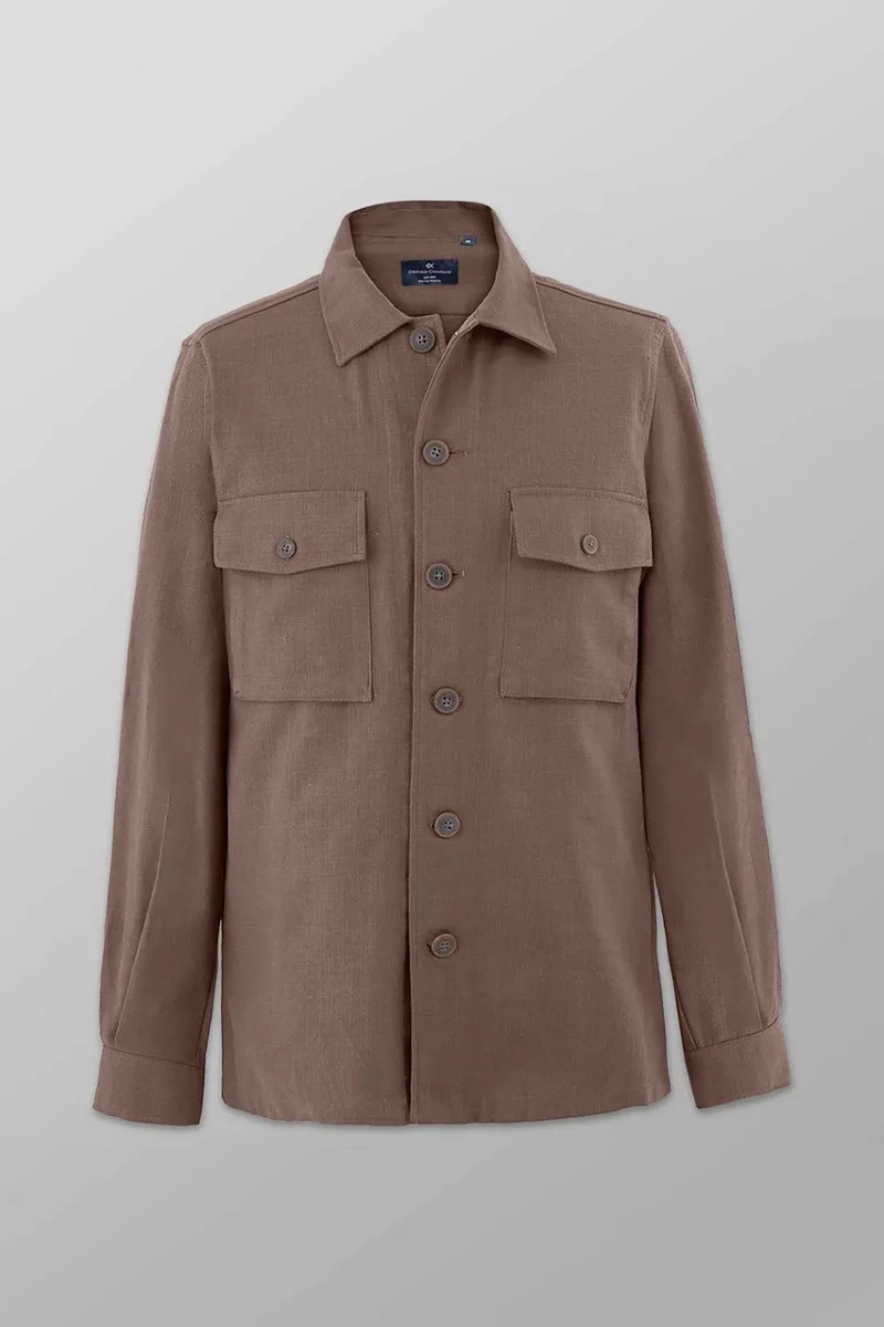 Oxford Company ανδρικό overshirt μονόχρωμο Regular Fit - B116-OZ21.02 Καφέ