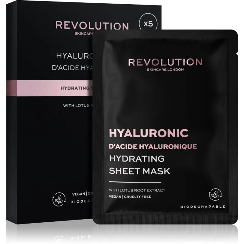 Revolution Skincare Hyaluronic Acid Σετ υφασμάτινων μασκών για έντονη ενυδάτωση 5 τμχ