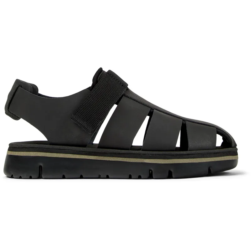 CAMPER Oruga - Πέδιλα Για Ανδρικα - Μαύρο, Μέγεθος 45, Smooth leather/Cotton fabric