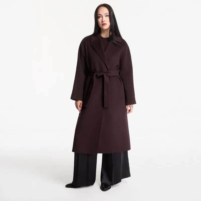 Παλτό Calvin Klein Classic Df Wool Wrap Coat Dark Brown M
