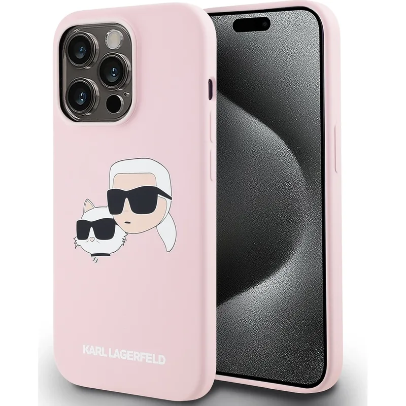 Θήκη Karl Lagerfeld Liquid Silicone Double Heads MagSafe Ροζ iPhone 15 Pro Max