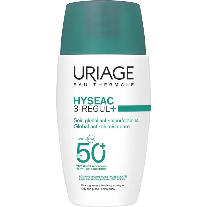 Uriage Hyseac 3-Regul+ Spf50+ Global Anti-Blemish Care Ολιστική Φροντίδα Πολύ Υψηλής Αντηλιακής Προστασίας Κατά των Ατελειών για την Λιπαρή με Τάση για Ακμή Επιδερμίδα 50ml