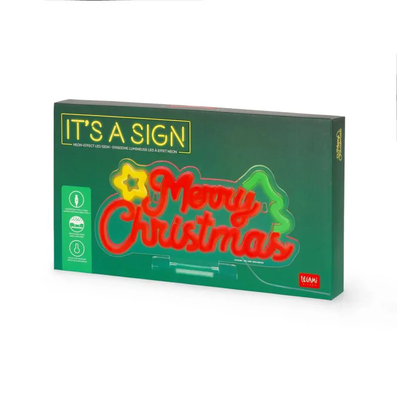 Επιτραπέζιο φωτιστικό Legami Neon Effect Led Lamp - It's a Sign: Merry Christmas