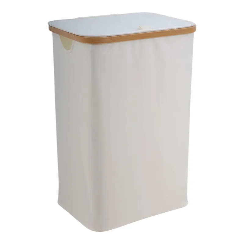 Καλάθι Απλύτων Εκρού Ύφασμα/Μπαμπού 40x30x60cm ANKOR