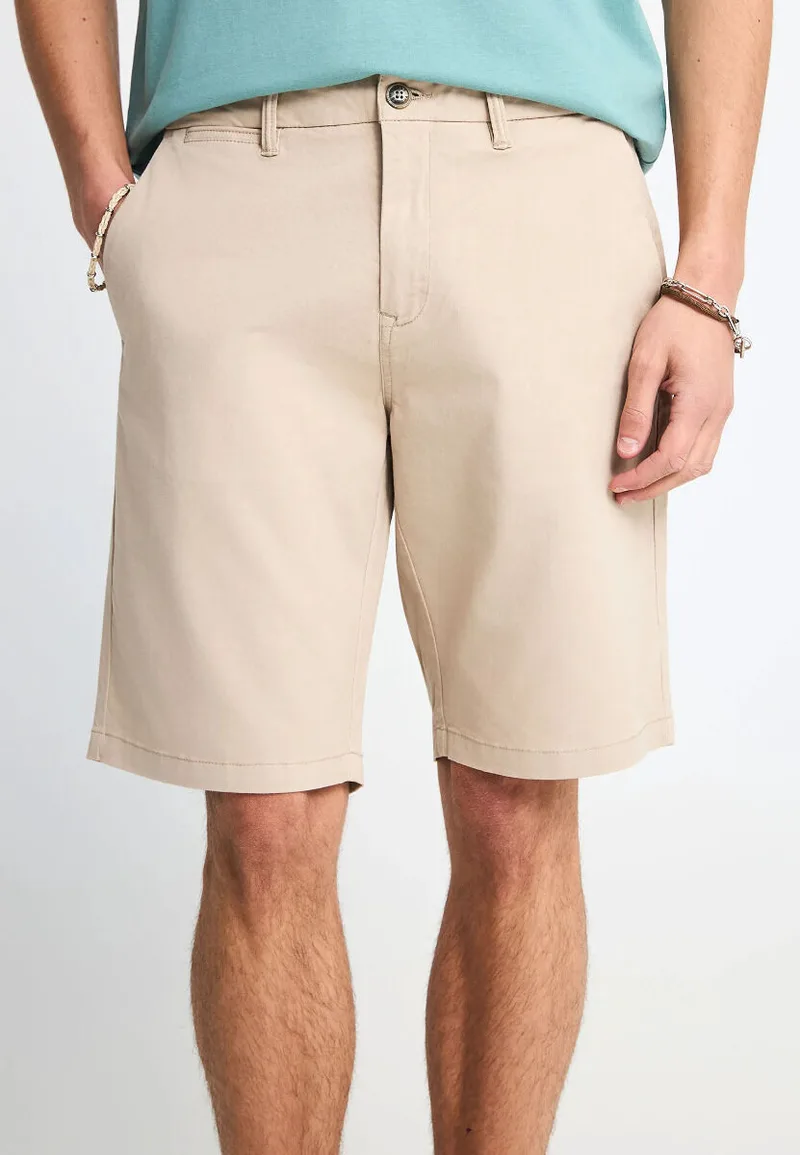 Funky Buddha Ανδρική βερμούδα chino - The essentials FBM013-001-03 Γκρι Μπεζ