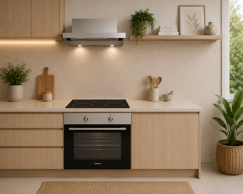 Σετ Φούρνος Εστία, Απορροφητήρας FCM 510AIX + PVT604.C + 7012MT , Crown