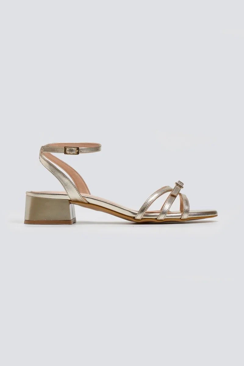 TFP Strappy Low Heel Sandals - 333 - Light Χρυσό