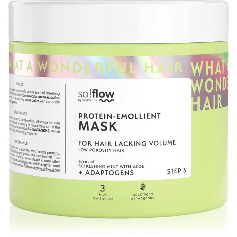 so!flow Low Porosity Hair Protein-Emollient Mask μάσκα για μαλλιά χωρίς όγκο 400 ml