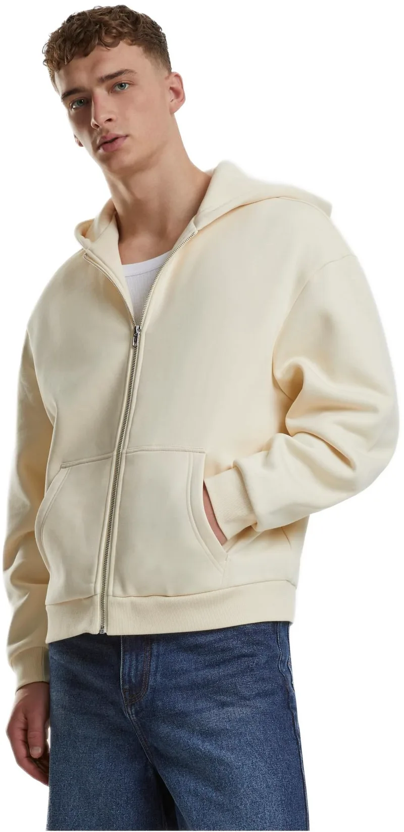 Ζακέτα Φούτερ με Κουκούλα TB7284-02903 Urban Classics Whitesand