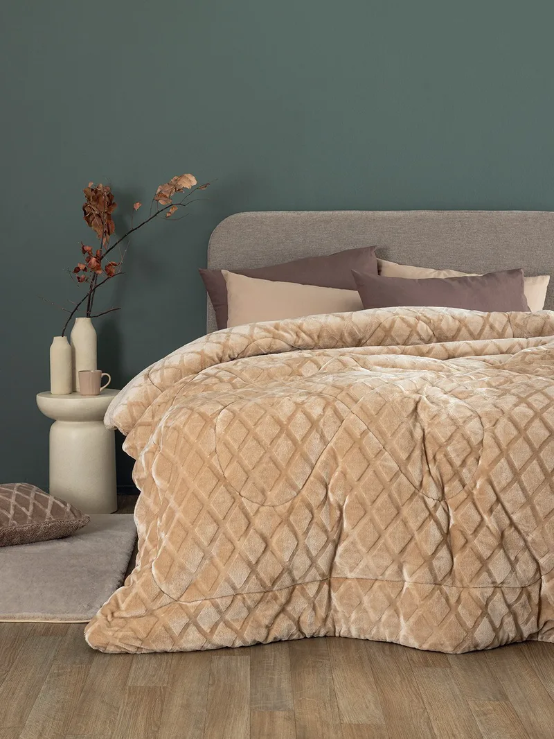 Κουβερτοπάπλωμα Μονό με Γούνα Sherpa Palamaiki Nadine/5 Sand 160x240