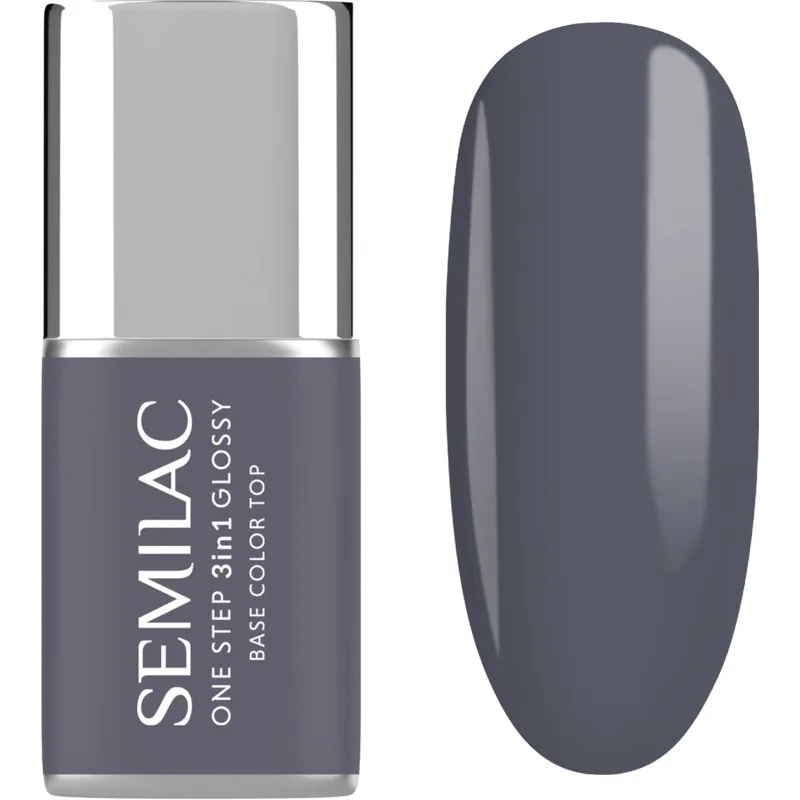 Semilac One Step 3in1 Glossy τζελ βερνίκι νυχιών απόχρωση 185 Stone Grey 7 ml