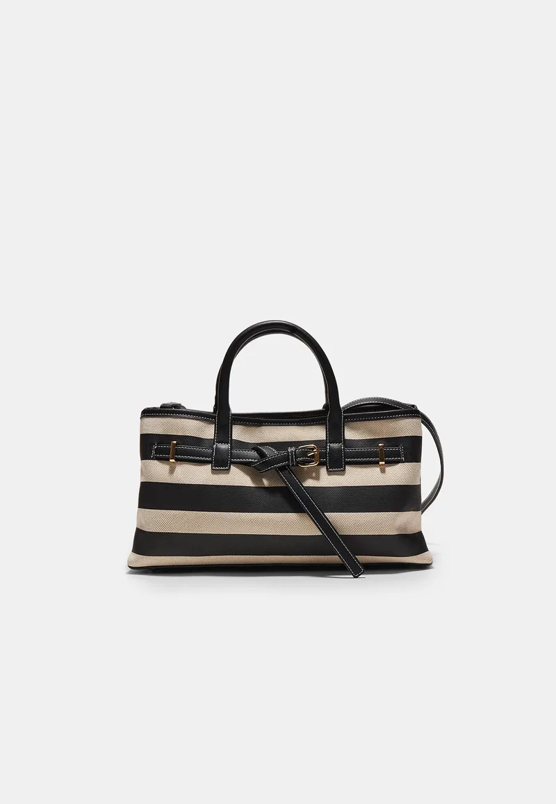 Stradivarius Τσάντα Tote Από Καμβά Μαύρο Os