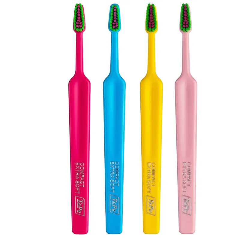 Tepe Colour Compact Extra Soft Toothbrush Οδοντόβουρτσα με Πολύ Μαλακές Ίνες & Μικρό Μέγεθος Κεφαλής 4 Τεμάχια - Multicolor 9