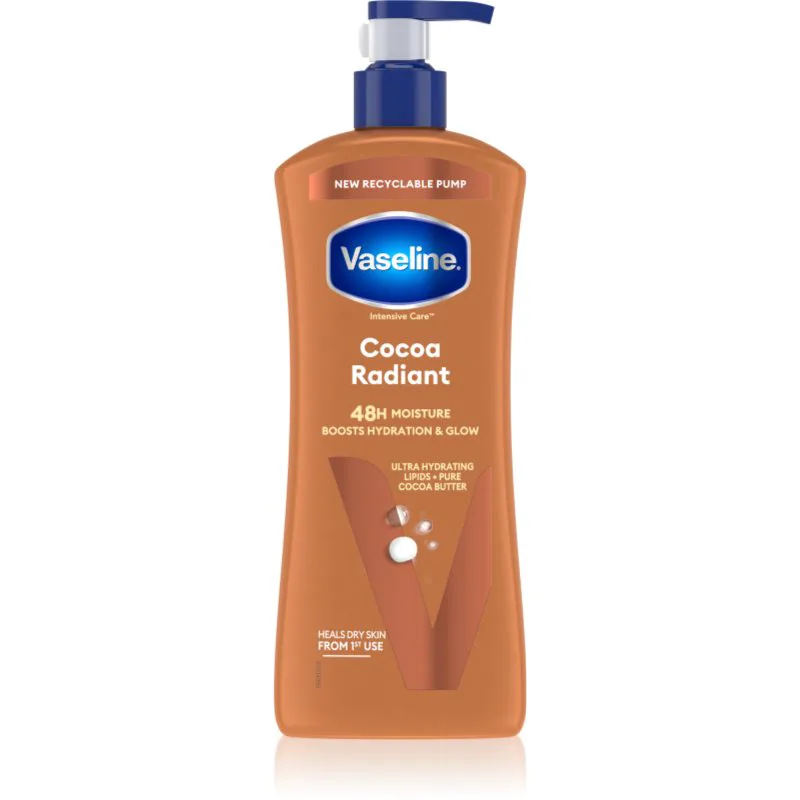 Vaseline Cocoa Radiant ενυδατικό γαλάκτωμα σώματος με βούτυρο κακάο 600 ml