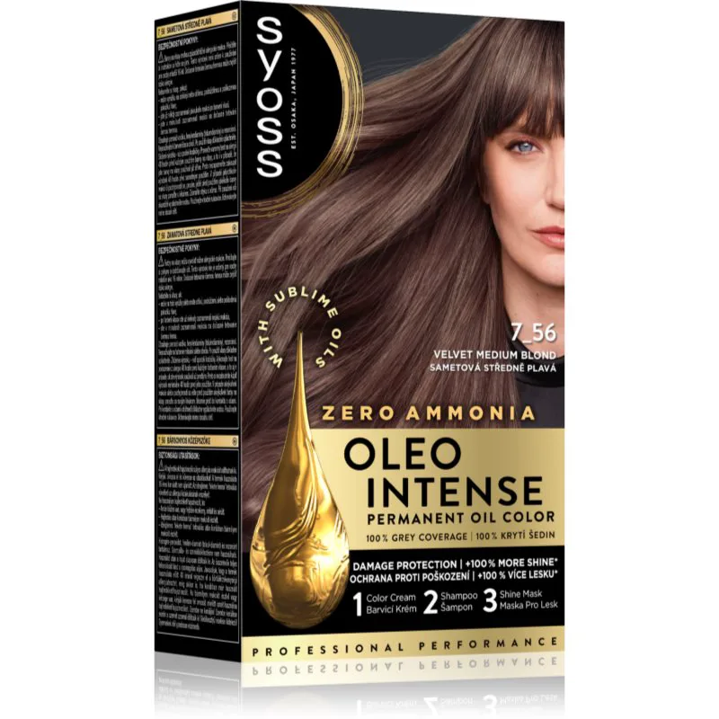 Syoss Oleo Intense μόνιμη βαφή μαλλιών με έλαιο απόχρωση 7-56 Ashy Medium Blond 1 τμχ