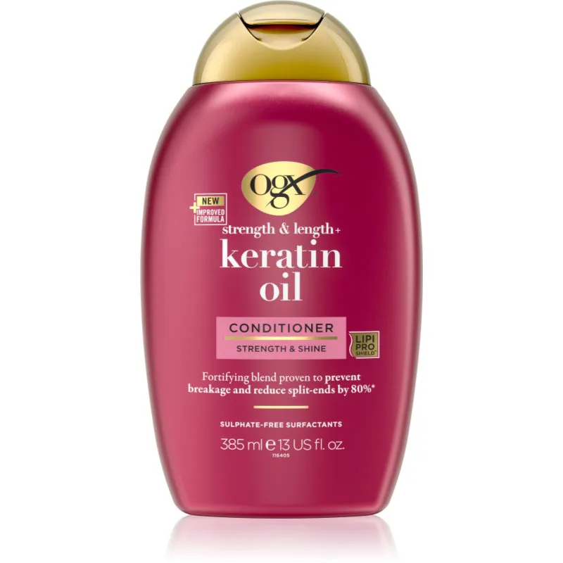 OGX Keratin Oil δυναμωτικό μαλακτικό με κερατίνη και λάδι αργκάν 385 ml