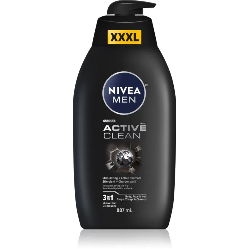 NIVEA MEN Active Clean τζελ για ντους για άντρες 887 ml