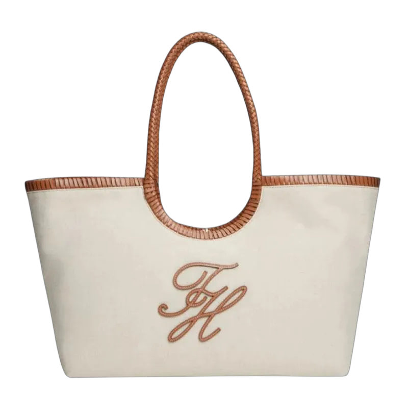 Γυναικεία Λινή Tote Τσάντα Μπεζ Tommy Hilfiger AW0AW18629-0F4