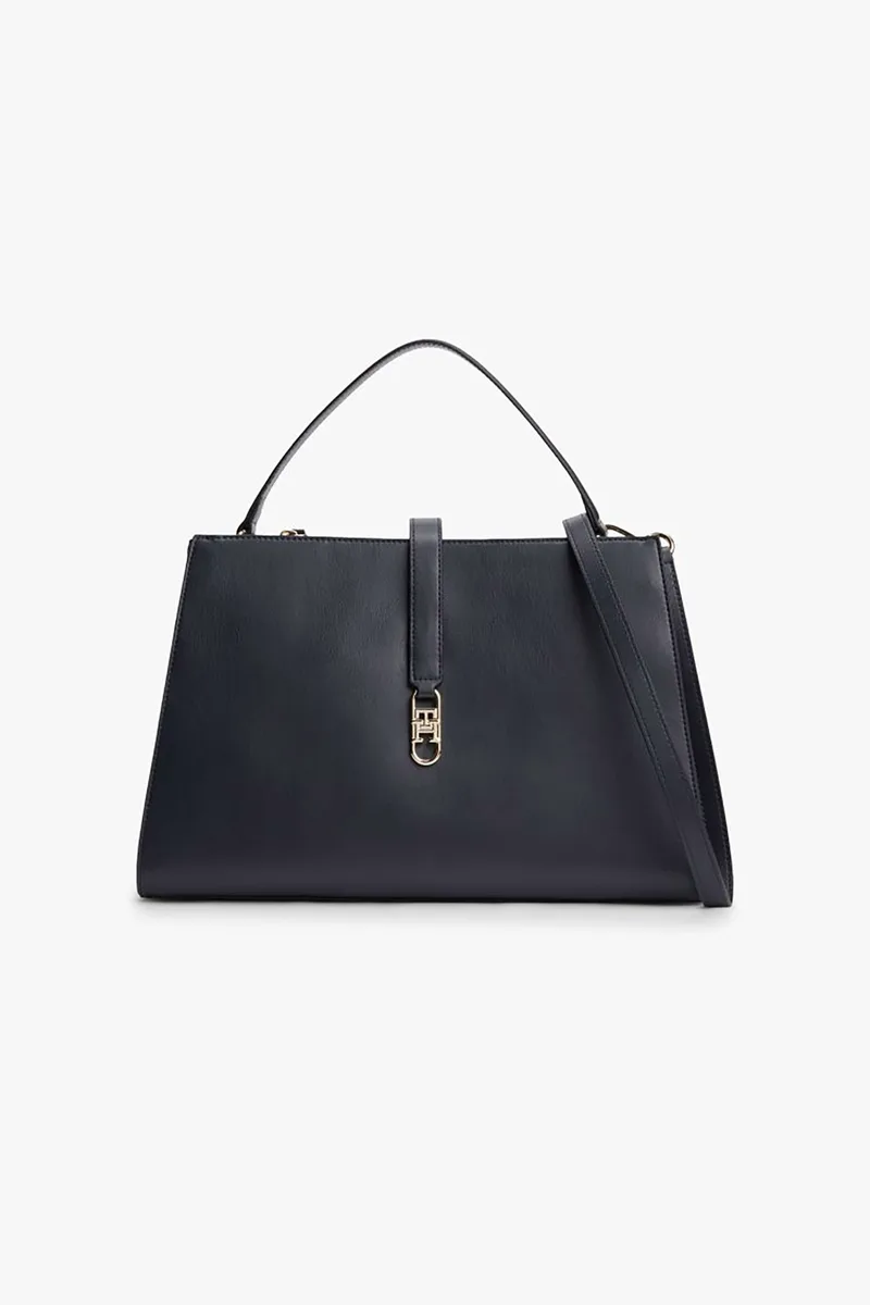 Tommy Hilfiger γυναικεία τσάντα χειρός/crossbody με μεταλλικό monogram "Libre" - AW0AW17724 Σκούρο Μπλε