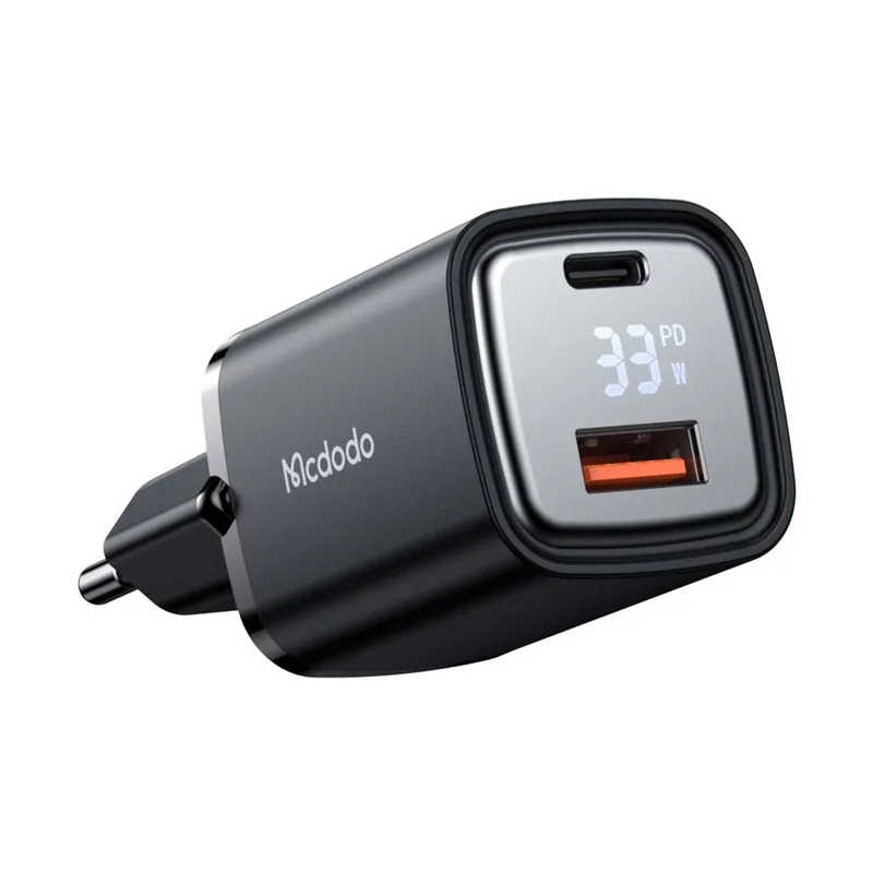 Mcdodo 33W Fast Wall Charger 1xUSB 1xUSB-C with Digital Display Black (CH-1701)