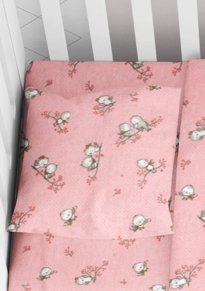 Μαξιλαροθήκη Φάκελος Φανελένια Bebe 35x45εκ. Birds 15 Ροζ DIMcol (Ύφασμα: Φανέλα, Χρώμα: Ροζ) - DimCol - 1915857708601579