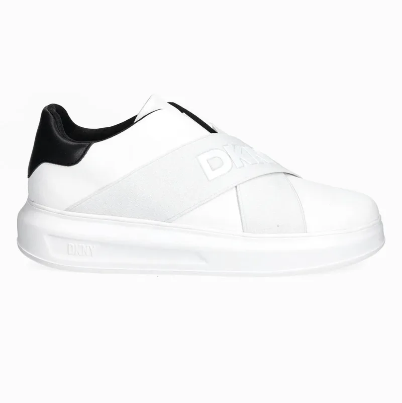 Γυναικεία Δερμάτινα Sneakers DKNY K4467549 WHT-BLK Λευκά