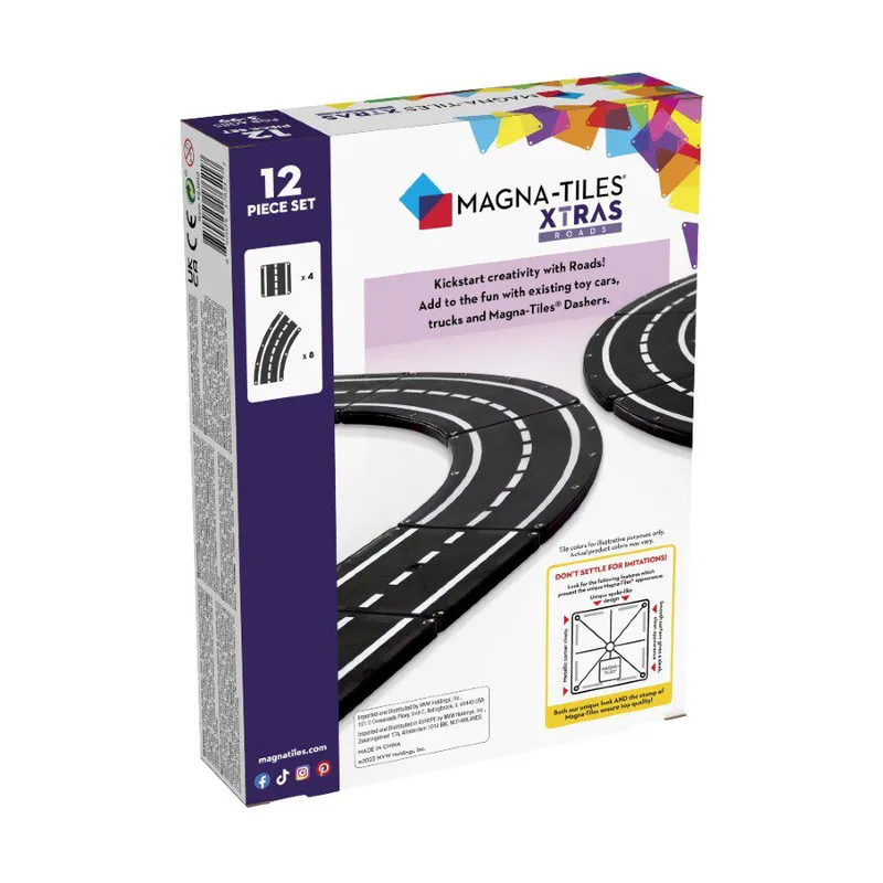 Μαγνητικό Παιχνίδι Κατασκευών Magna-Tiles XTRAS Roads 12 Set