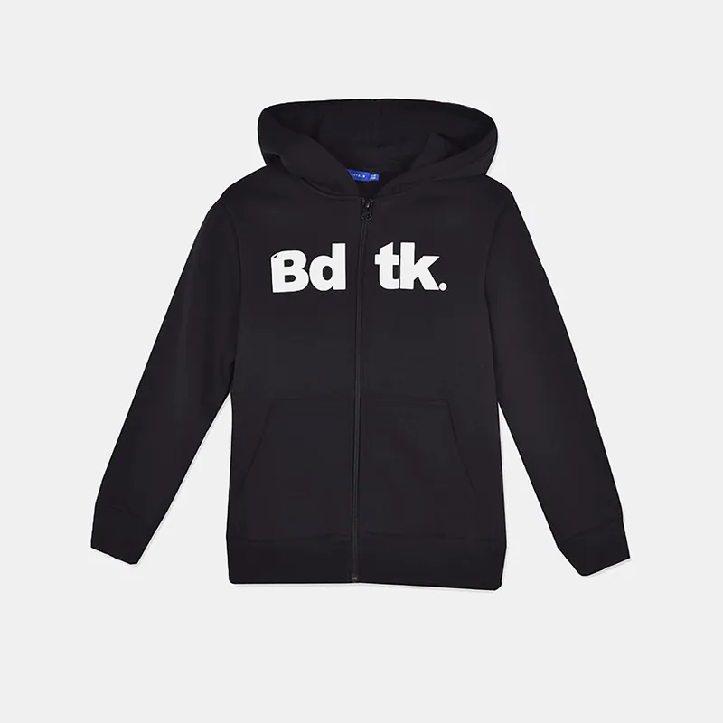 BDTK HOODED FULL-ZIP SWEATER ΜΑΥΡΟ