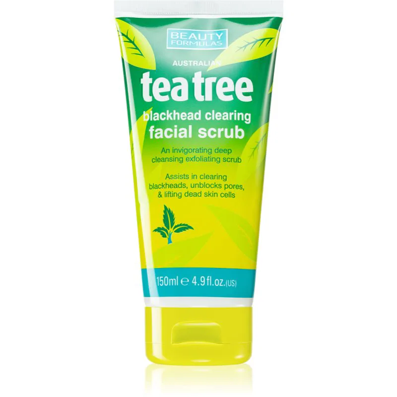 Beauty Formulas Tea Tree καθαριστική απολέπιση προσώπου για προβληματική επιδερμίδα 150 μλ