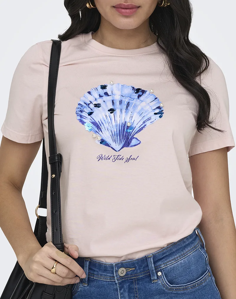 ONLY ONLKITA S/S SEQUINS TOP BOX JRS 15372191-Pale LilacShell coastal breeze LightPink
