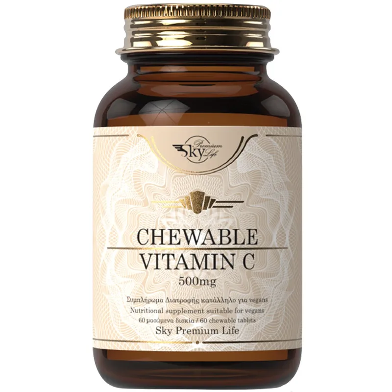 Sky Premium Life Chewable Vitamin C 500mg Συμπλήρωμα Διατροφής για Δυνατό Ανοσοποιητικό & Αντιοξειδωτική Δράση 60 Chew.tabs