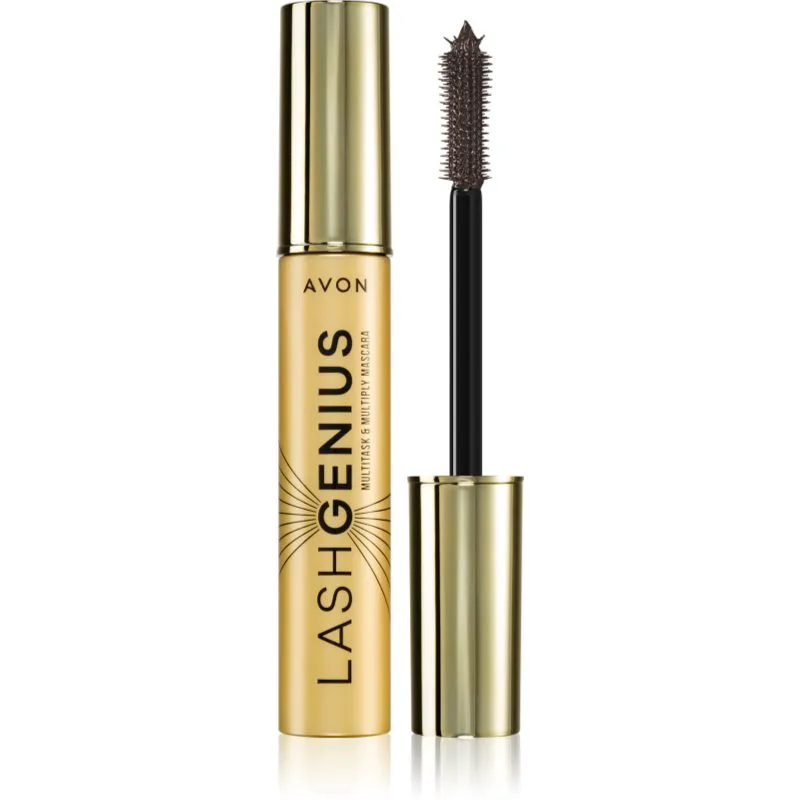 Avon Lash Genius Multitask & Multiply μάσκαρα για όγκο, περιστροφή και διαχωρισμό των βλεφαρίδων 5 σε 1 απόχρωση Brown Black 10 ml