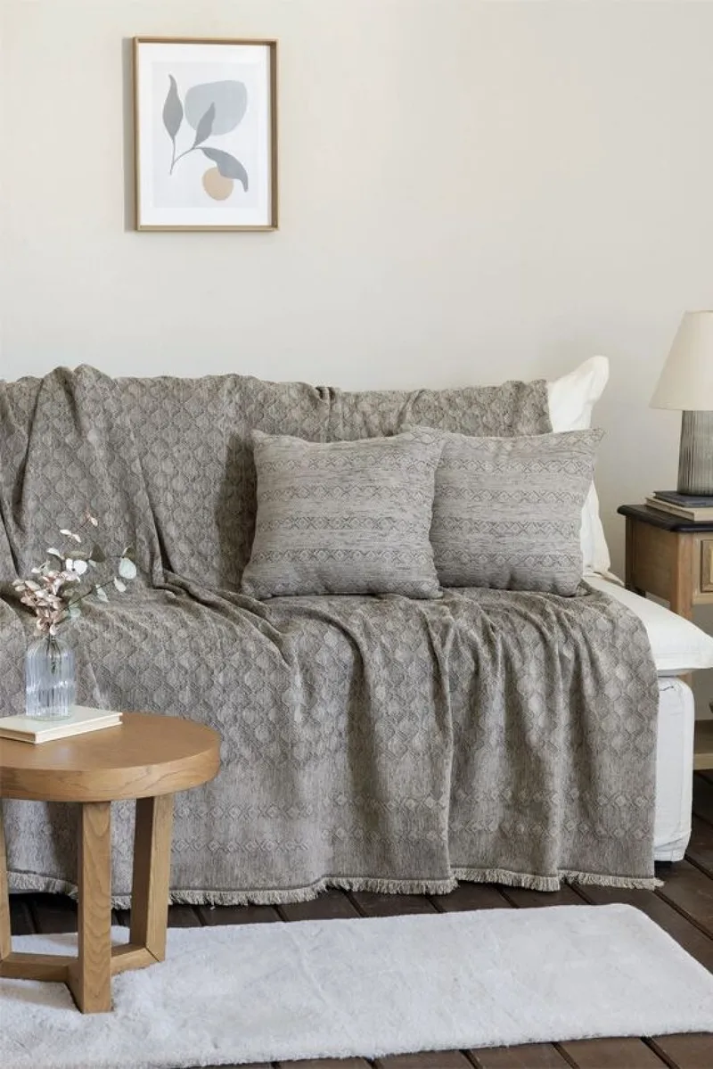Ριχταρι Τετραθεσιου Καναπε Mansi Taupe Nima 180x350x0cm Μονόχρωμο
