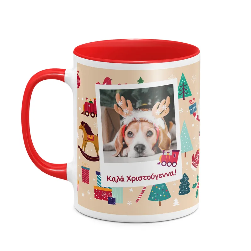 Neutral Xmas Pattern -Κούπα - Κόκκινο - Απλή