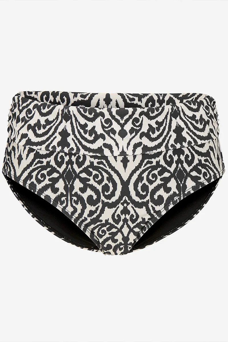 Εμπριμέ bikini-slip με μπάσκα σε μπεζ/μαύρο χρώμα
