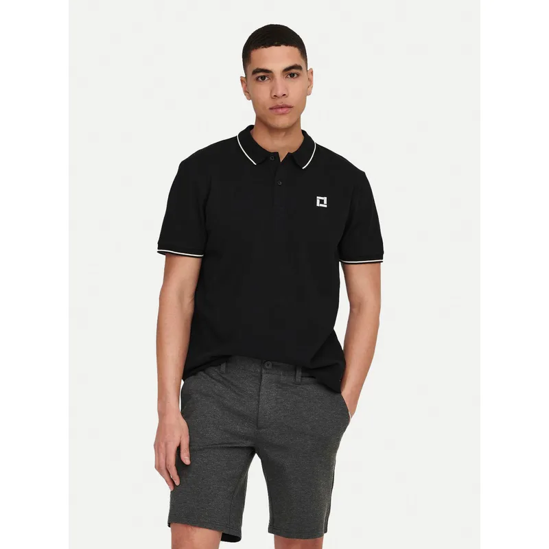 Only & Sons Polo Fletcher 22024827 Μαύρο Regular Fit