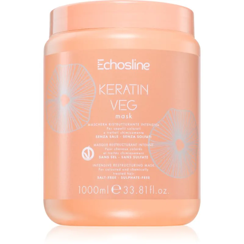 Echosline Keratin veg Mask εντατικά θρεπτική μάσκα για ξηρά και πορώδη μαλλιά με αμινοξέα 1000 ml