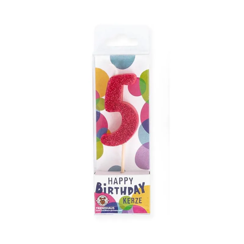 Κερί Trend Glitter Mini No 5 8,8cm 957658 (Τυχαία επιλογή χρώματος)