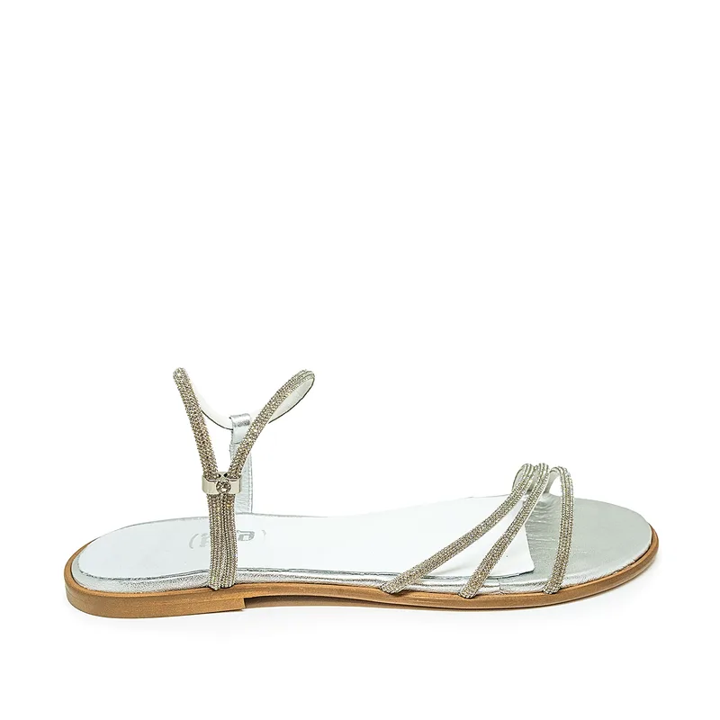 Bigshoes GA0120-04 Δερμάτινο Σανδάλι Ασημί
