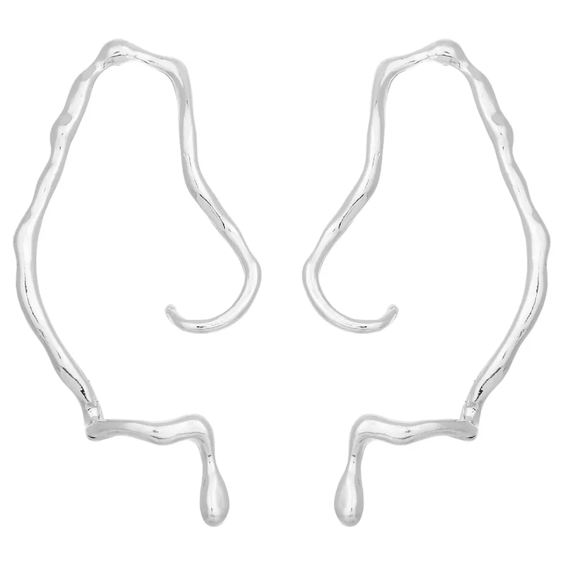 σκουλαρίκια μεταλλικά Abstract ασημί