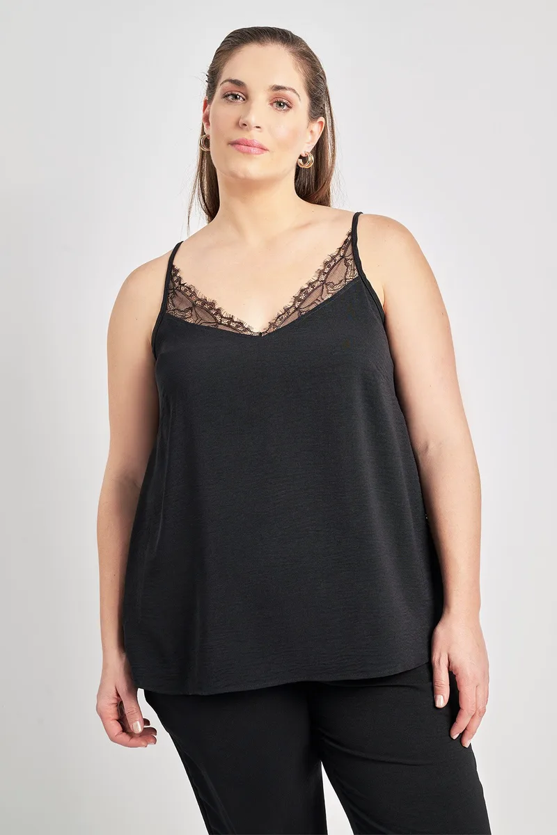 Lingerie τοπ με δαντέλα washed ανάγλυφο