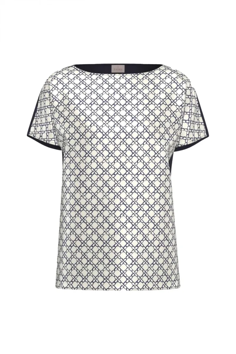 MARELLA EMME T-SHIRT EMMSANSA FLORAL ΕΚΡΟΥ-ΜΠΛΕ