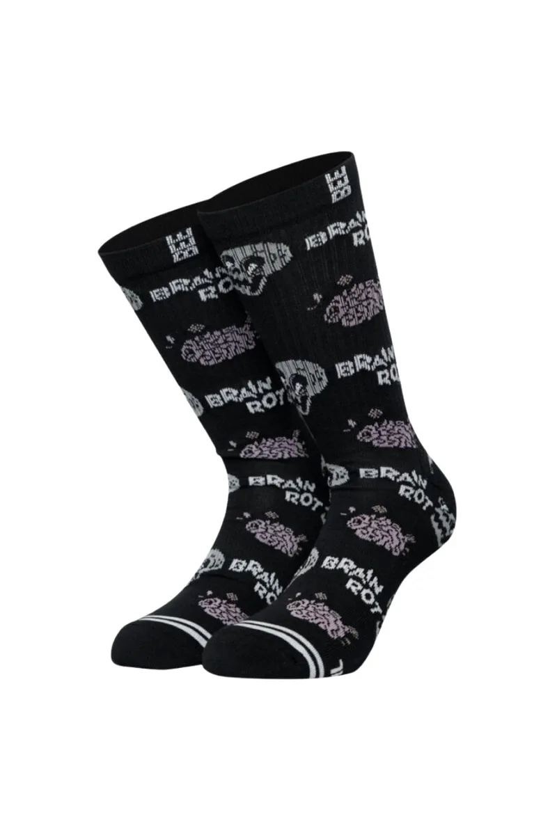 BEE UNUSUAL Unisex Brain Κόκκινο Κάλτσες - Μαύρες-AS-260100-BLACK
