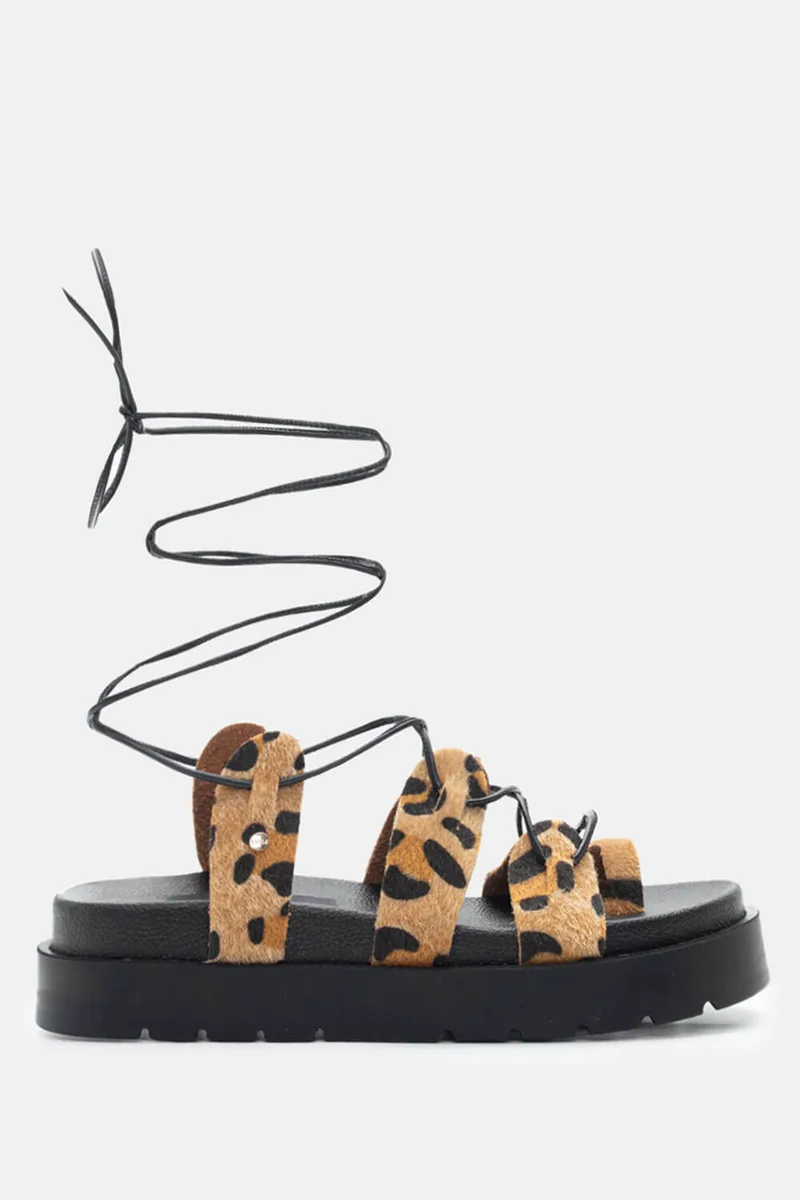 LUIGI DESIGN - Σανδάλια Flatform Gladietor - Animal Print