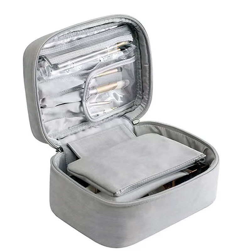 Unisex Νεσεσέρ Ταξιδίου VTG Compact Gray – Αδιάβροχο, Με Θήκες & Διπλό Φερμουάρ
