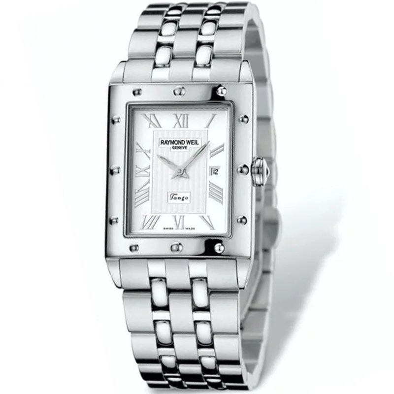 RAYMOND WEIL Men’s Tango White Rectangular 5381-ST-00658